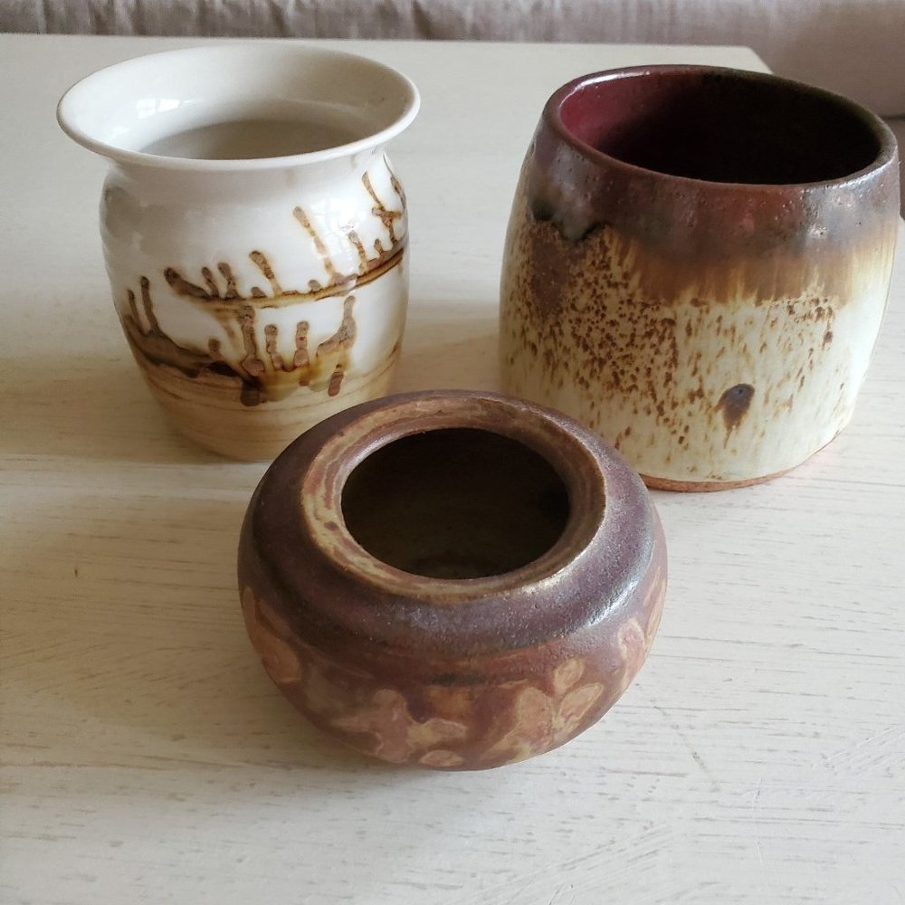 Vintage Artisan Handmade Pottery Vases Bundle